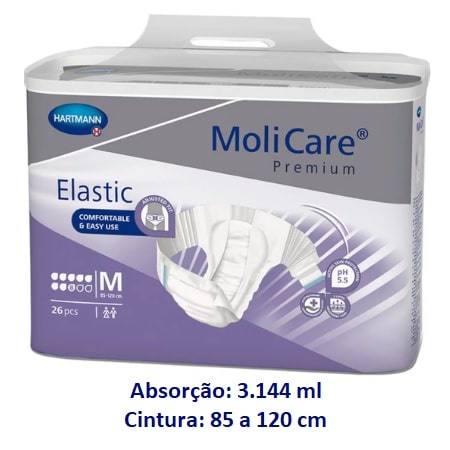 Fralda Molicare Premium Elastic 8D Tamanho M – 26 unids.