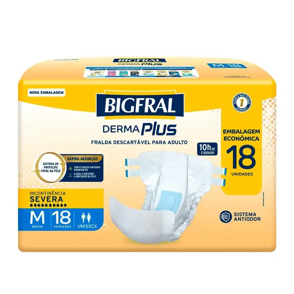 Fralda Bigfral Derma Plus M Fralda Bigfral Derma Plus M com 18 unidades